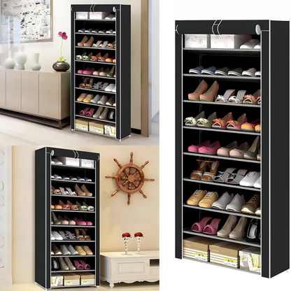 Φορητή ραφιέρα παπουτσιών με κάλυμμα – έως 18 ζευγάρια - Scrollnest