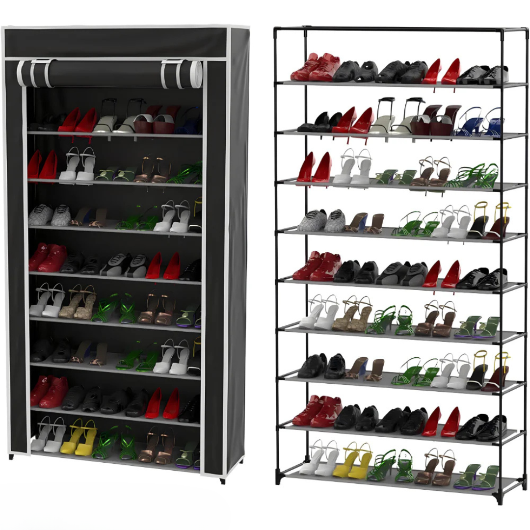 Φορητή ραφιέρα παπουτσιών με κάλυμμα – έως 18 ζευγάρια - Scrollnest